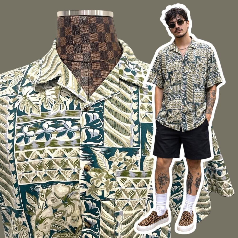 Hawaiian Shirt Mens Large Button Up Tiki Aloha Camp Surf Indie Resort MCM Vtg